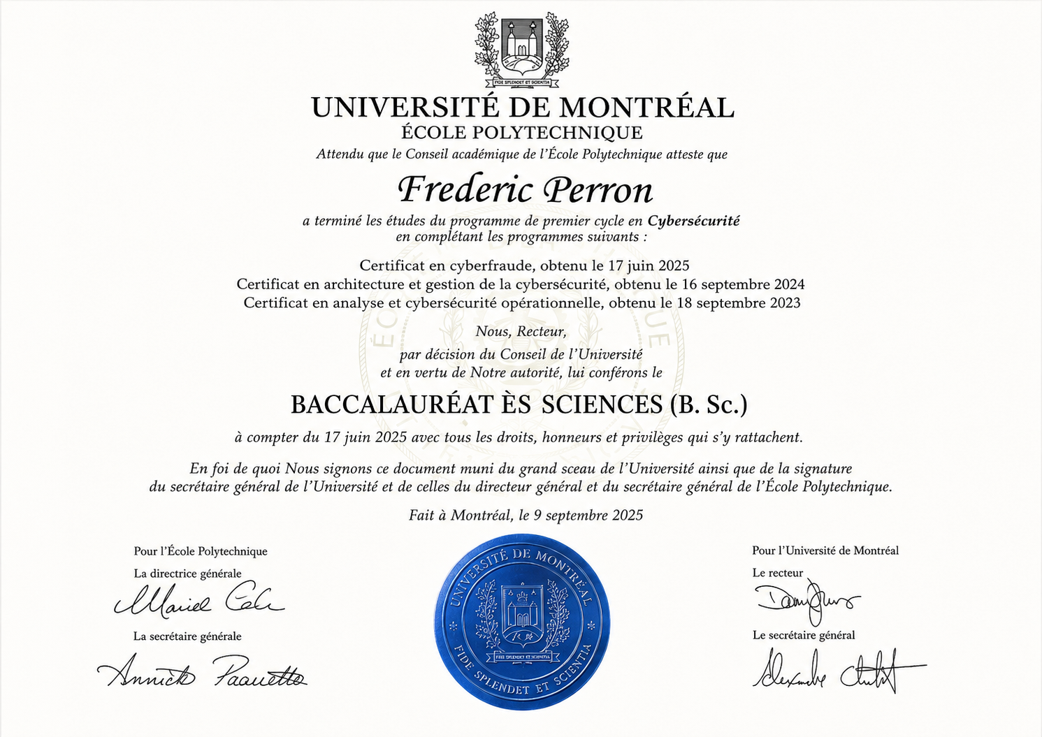 Bachelor diploma certificate